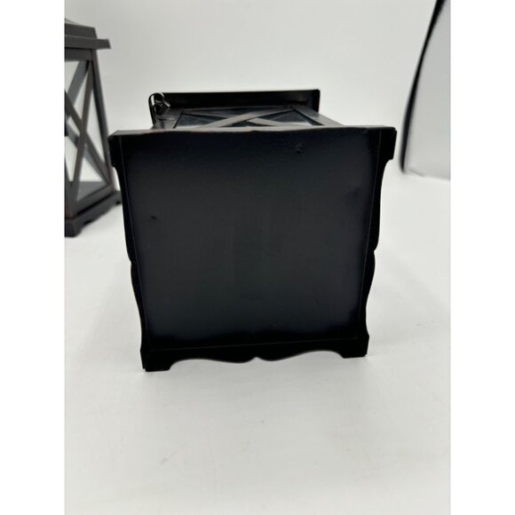 2 Metal and Glass Candle Lanterns Oil Rubbed Bronze New 10" x 4" Votive Candle h - Picture 11 of 14